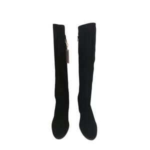 New In Box Lucky Brand Bonnay Boot Genuine Suede Extra Wide Calf Black 10W